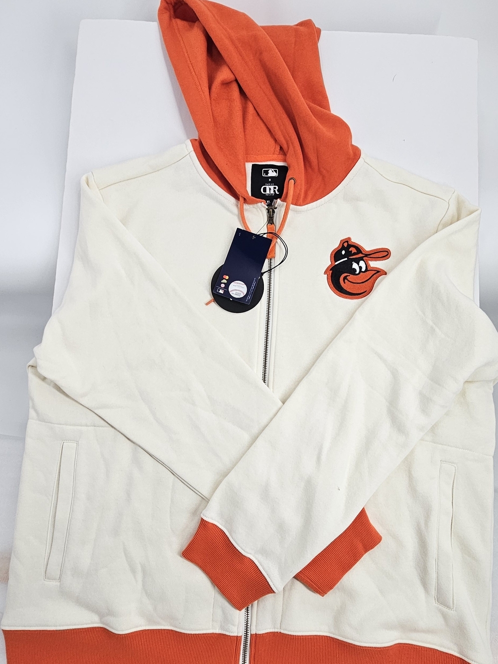 MLB Baltimore Orioles MLB x OTR jacket Orioles Varsity Jacket White & Orange XL